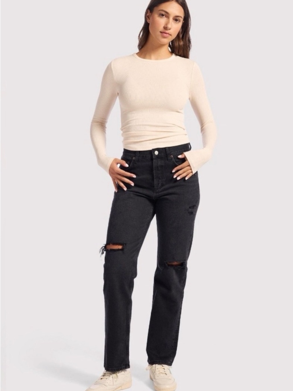 Nuuds The Straight Distressed Jean Jett Black Button Fly
